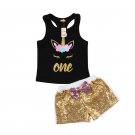 Toddler Girls Sleeveless Unicorn Top Sequins Short Pants