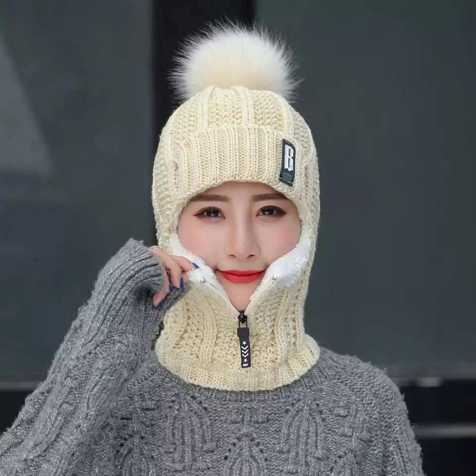 Women Neck Knit Wrap Wool Hat