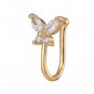 Women Teens Gold Silver Plated Crystal Ear Cuff Fake Nose Ring