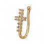Women Teens Gold Silver Plated Crystal Ear Cuff Fake Nose Ring