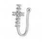 Women Teens Gold Silver Plated Crystal Ear Cuff Fake Nose Ring