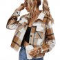 Women Plaid Pocket Jacket Lapel Collar Shirt