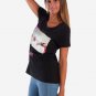 OPENSPACE SIZE S 100% organic cotton, vegan, biodegradable packaging, art t-shirt for woman, black
