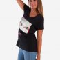 OPENSPACE SIZE L 100% organic cotton, vegan, biodegradable packaging, art t-shirt for woman, black