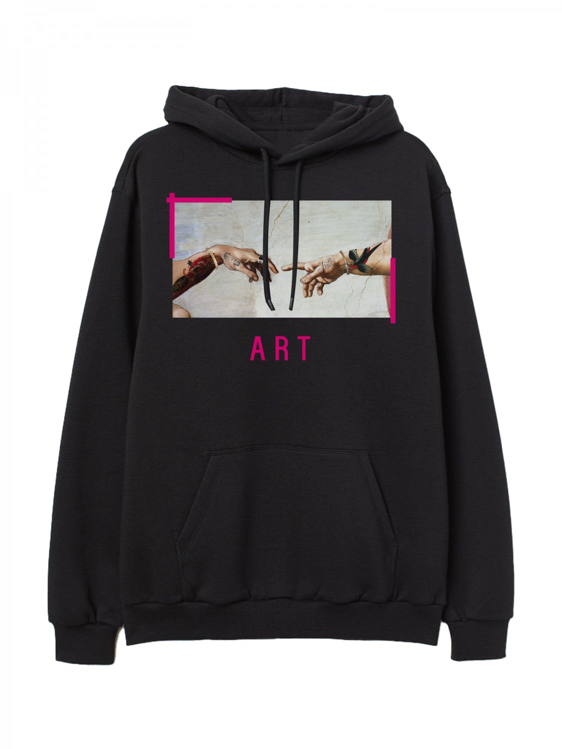 OPENSPACE  SIZE L, art & fashion hooded Sweatshirt for man, black, biodegradable package