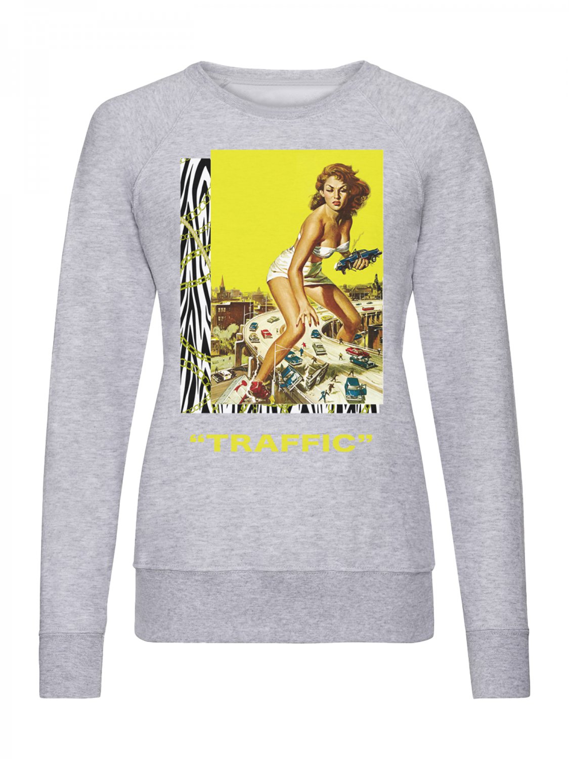 OPENSPACE  SIZE XL, art & fashion Crewneck Sweatshirt for man, gray, biodegradable package