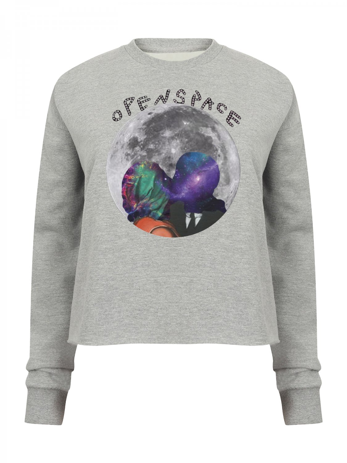 OPENSPACE  SIZE XS, art & fashion Crewneck Sweatshirt for woman, gray, biodegradable package