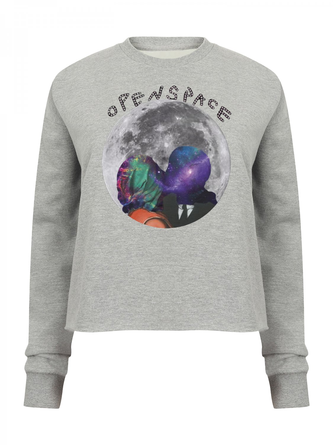 OPENSPACE  SIZE XL, art & fashion Crewneck Sweatshirt for woman, gray, biodegradable package