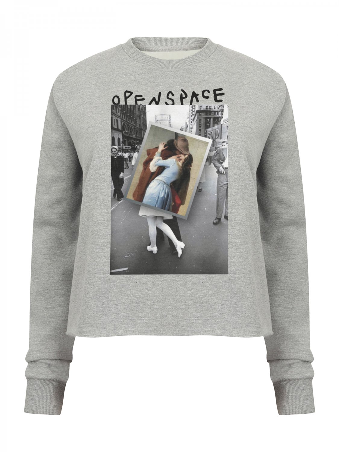 OPENSPACE  SIZE XS, art & fashion Crewneck Sweatshirt for woman, gray, biodegradable package
