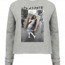 OPENSPACE  SIZE M, art & fashion Crewneck Sweatshirt for woman, gray, biodegradable package