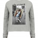 OPENSPACE  SIZE XL, art & fashion Crewneck Sweatshirt for woman, gray, biodegradable package