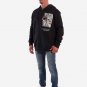 OPENSPACE  SIZE XL, art & fashion zipped hooded Sweatshirt for man, black, biodegradable package