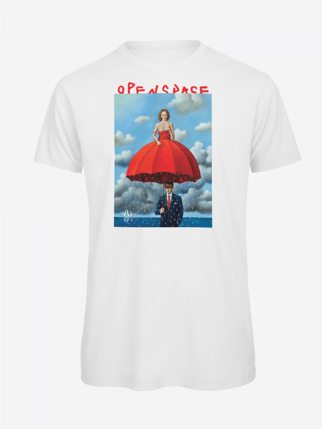 OPENSPACE SIZE L 100% organic cotton, vegan, biodegradable packaging, art t-shirt for man, white