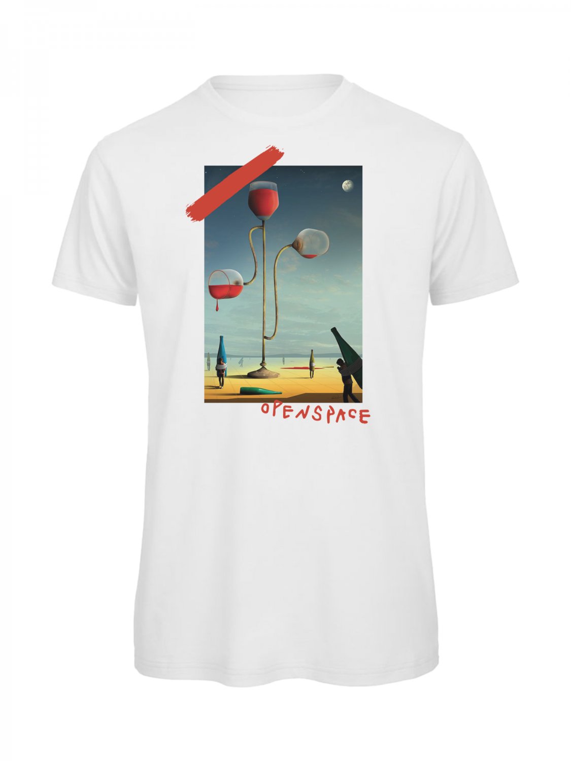 OPENSPACE SIZE M 100% organic cotton, vegan, biodegradable packaging, art t-shirt for man, white