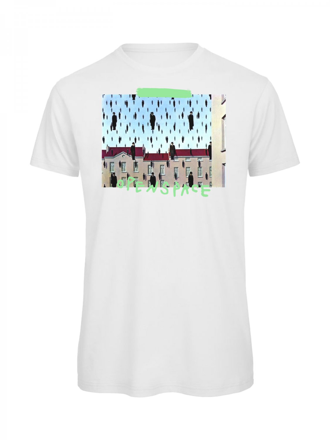 OPENSPACE SIZE XXL 100% organic cotton, vegan, biodegradable packaging, art t-shirt for man, white