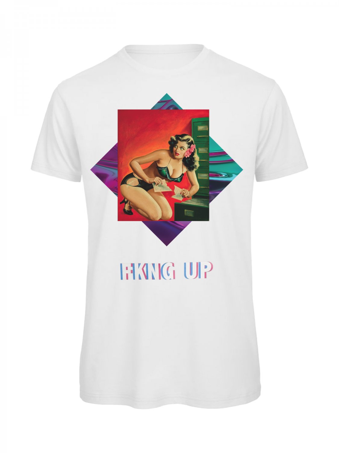 OPENSPACE SIZE S 100% organic cotton, vegan, biodegradable packaging, art t-shirt for woman, white