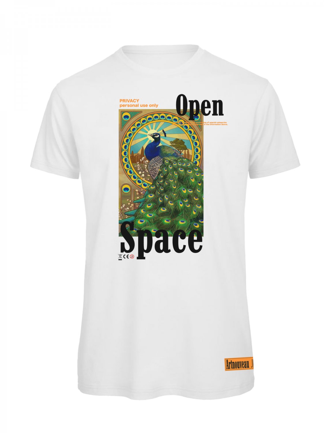 OPENSPACE SIZE M 100% organic cotton, vegan, biodegradable packaging, art t-shirt for woman, white