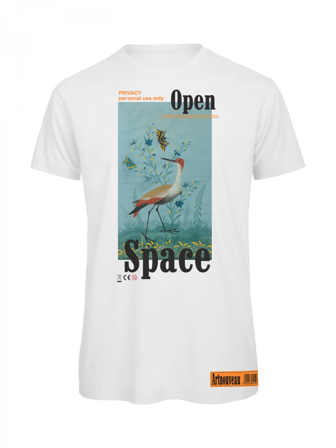 OPENSPACE SIZE M 100% organic cotton, vegan, biodegradable packaging, art t-shirt for woman, white