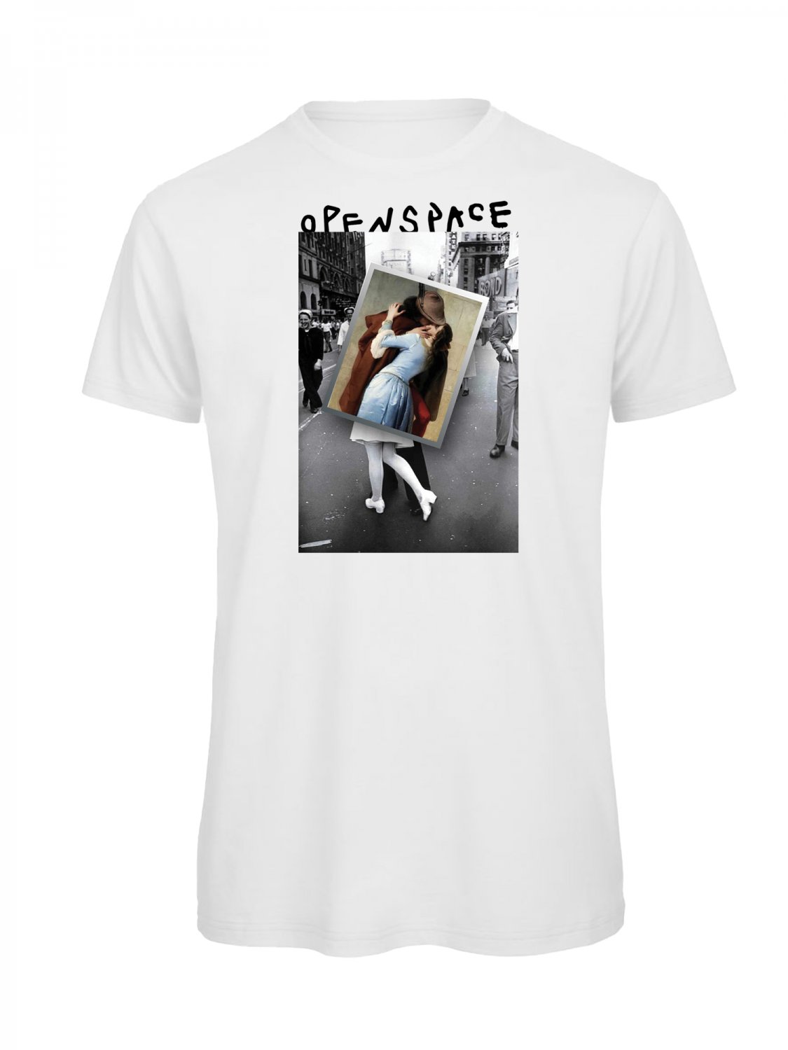 OPENSPACE SIZE XS 100% organic cotton, vegan, biodegradable packaging, art t-shirt for woman, white