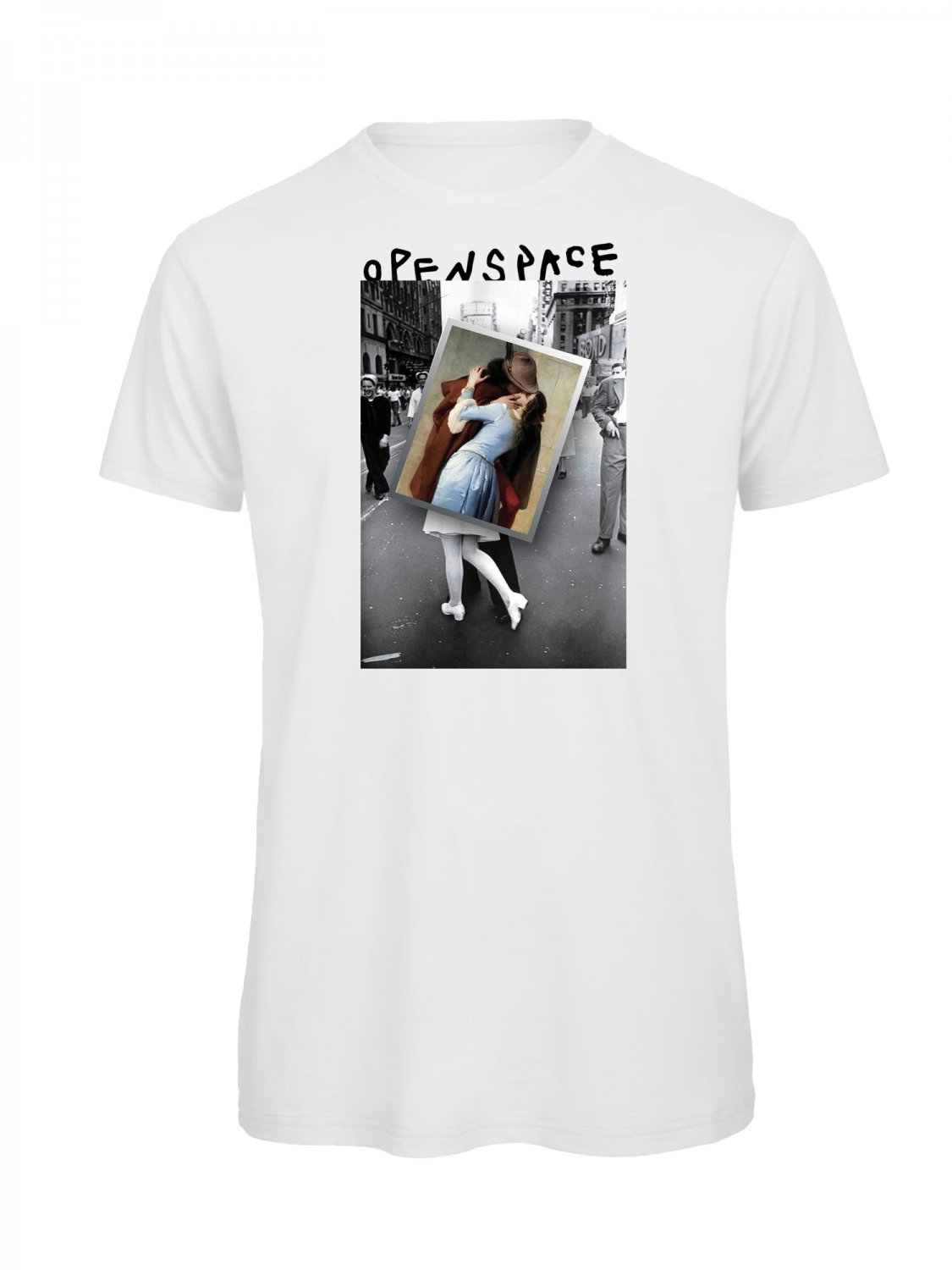 OPENSPACE SIZE XL 100% organic cotton, vegan, biodegradable packaging, art t-shirt for woman, white