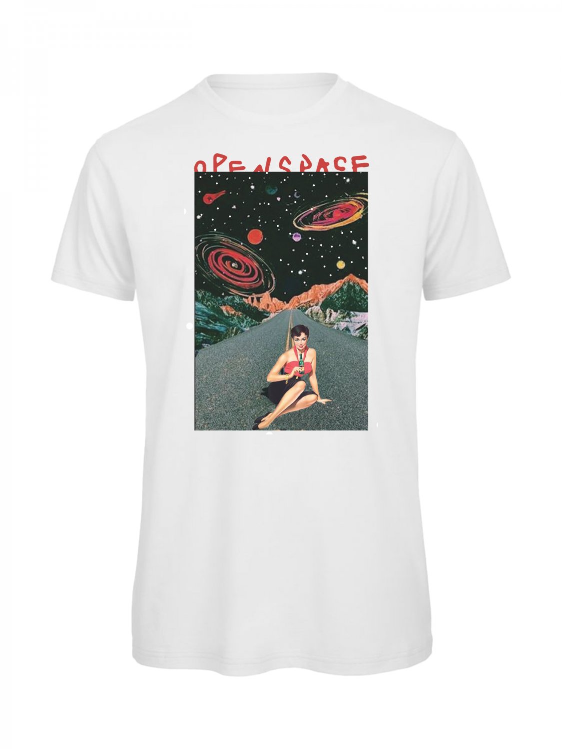 OPENSPACE SIZE XL 100% organic cotton, vegan, biodegradable packaging, art t-shirt for woman, white