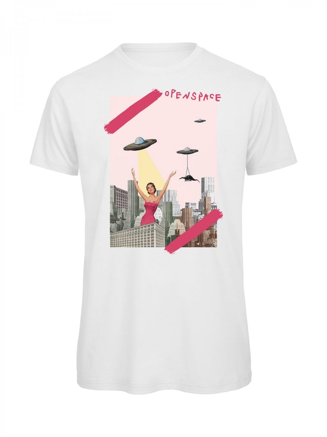 OPENSPACE SIZE S 100% organic cotton, vegan, biodegradable packaging, art t-shirt for woman, white