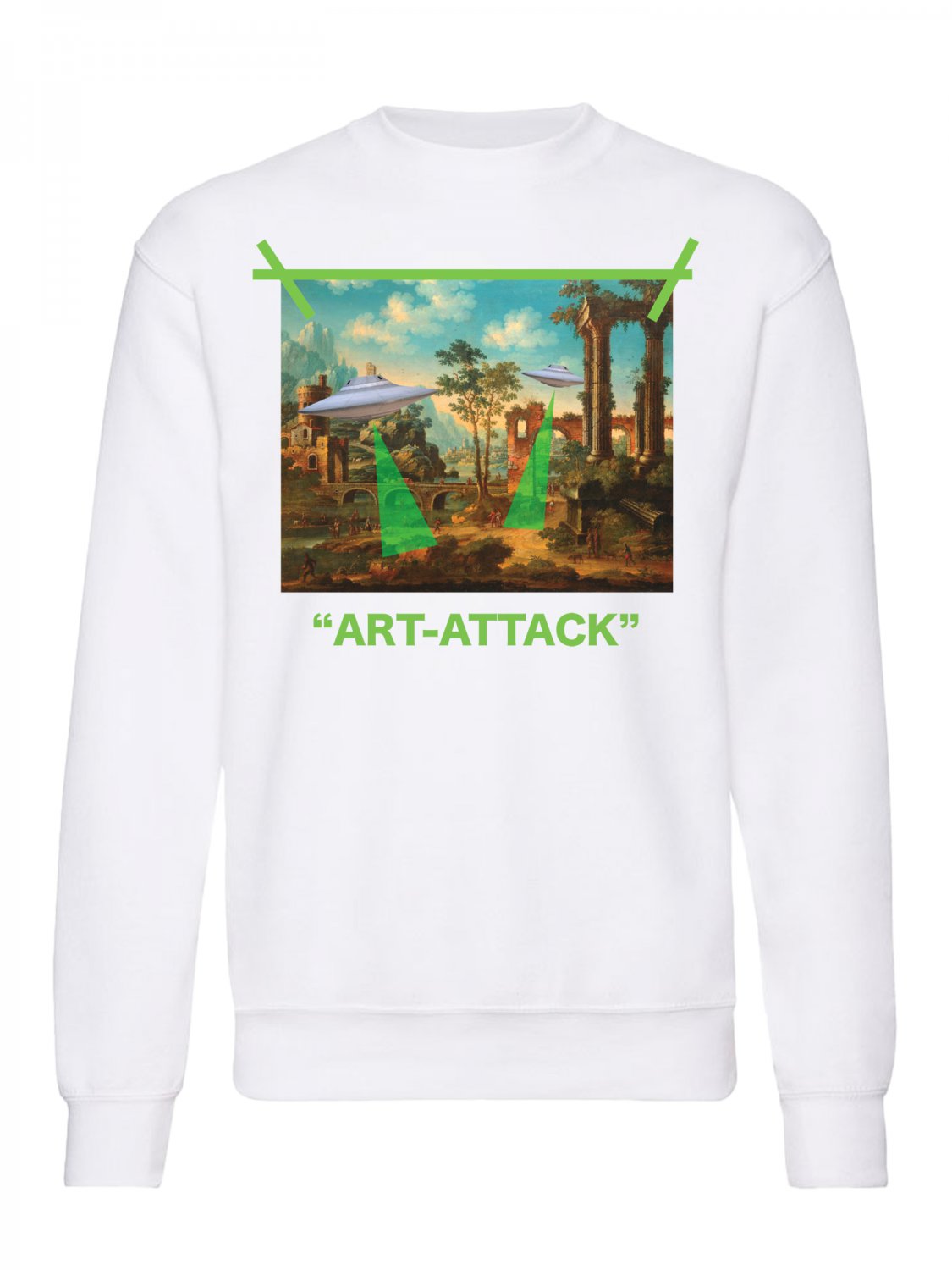 OPENSPACE  SIZE XL, art & fashion Crewneck Sweatshirt for man, white, biodegradable package