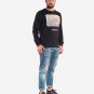 OPENSPACE SIZE L, art & fashion Crewneck Sweatshirt for man, black, biodegradable package