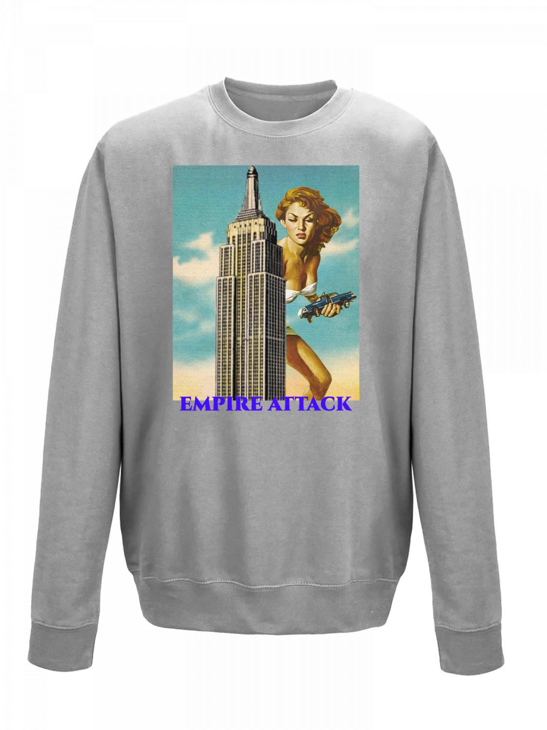 OPENSPACE  SIZE M, art & fashion Crewneck Sweatshirt for man, gray, biodegradable package