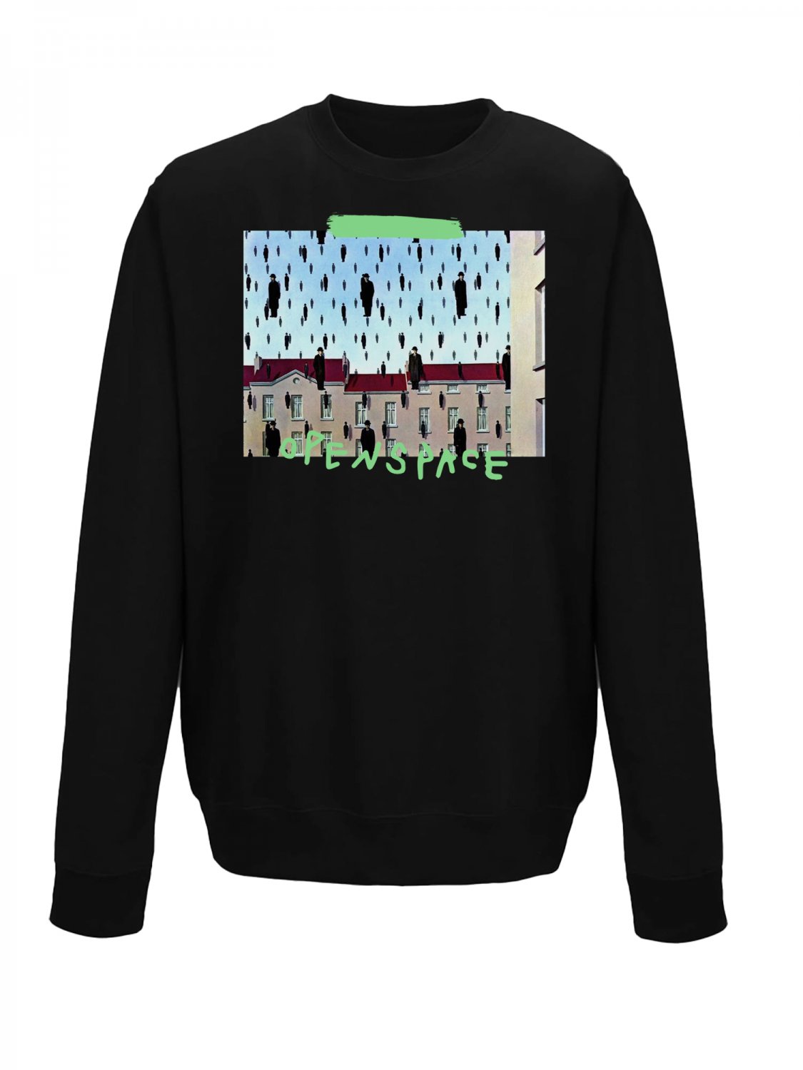 OPENSPACE  SIZE L, art & fashion Crewneck Sweatshirt for man, black, biodegradable package