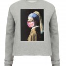 OPENSPACE  SIZE S, art & fashion Crewneck Sweatshirt for woman, gray, biodegradable package