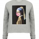 OPENSPACE  SIZE XL, art & fashion Crewneck Sweatshirt for woman, gray, biodegradable package