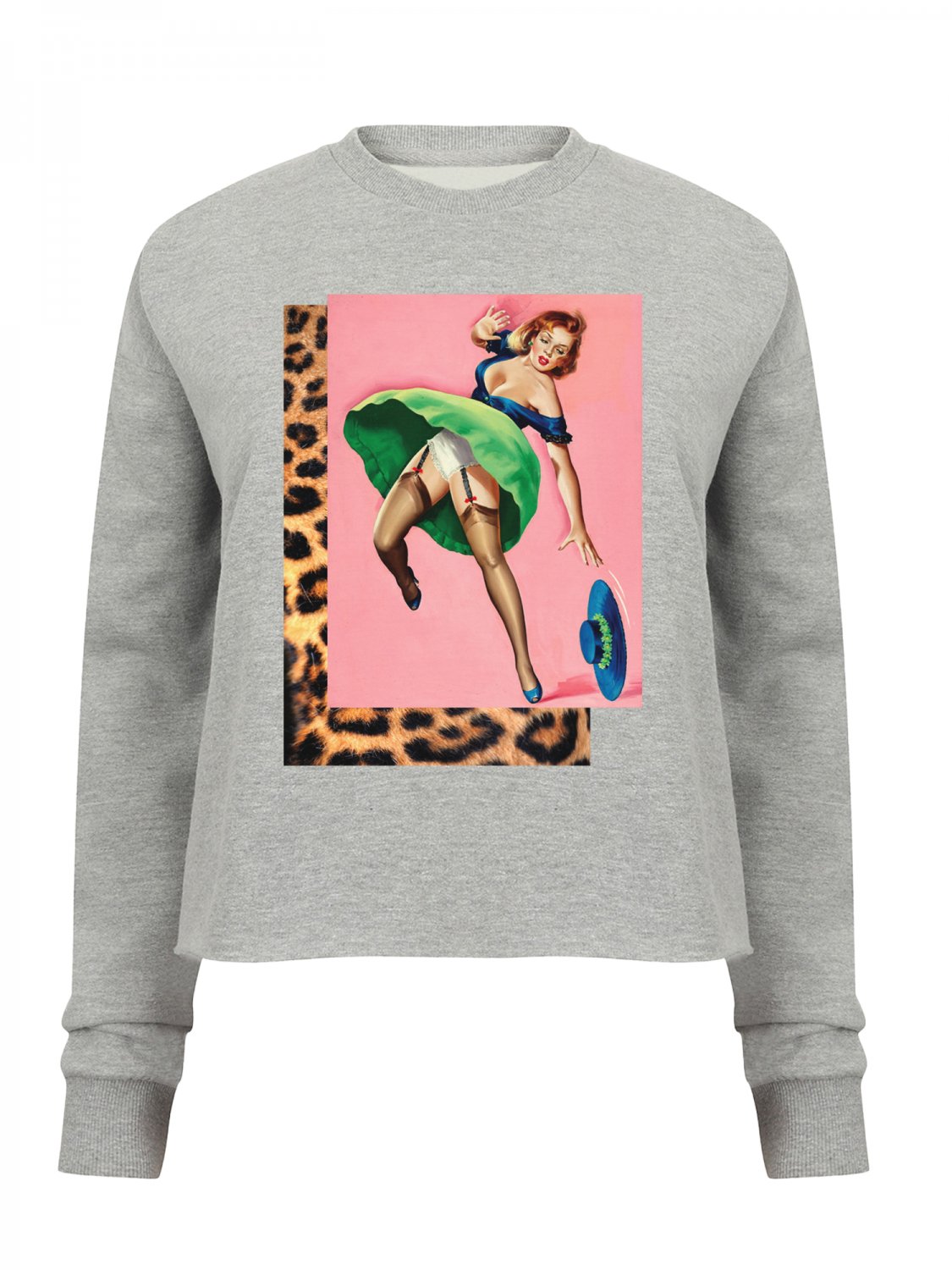 OPENSPACE  SIZE XS, art & fashion Crewneck Sweatshirt for woman, gray, biodegradable package