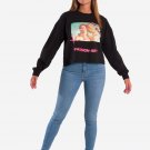 OPENSPACE  SIZE XS, art & fashion Crewneck Sweatshirt for woman, black, biodegradable package