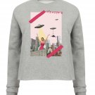 OPENSPACE  SIZE XL, art & fashion Crewneck Sweatshirt for woman, gray, biodegradable package