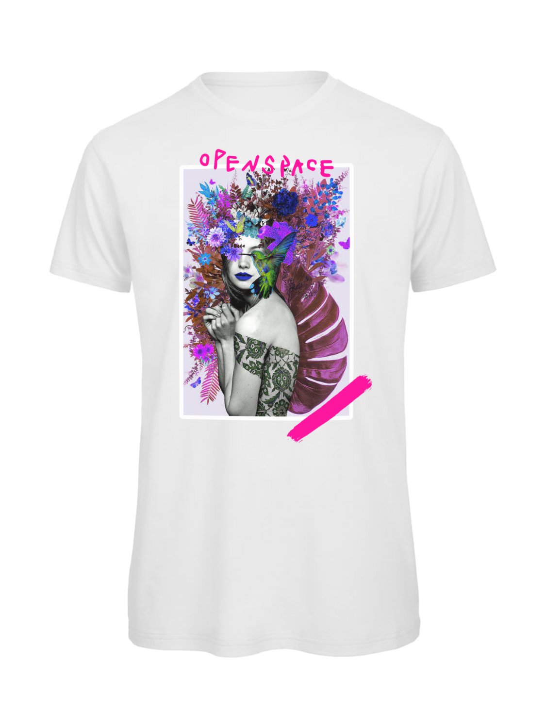 OPENSPACE SIZE  L 100% organic cotton, vegan, biodegradable packaging, art t-shirt for woman, white