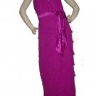 Womens Sexy RUFFLED Berry Silk Dress Gown US Sz 12 UK sz 14
