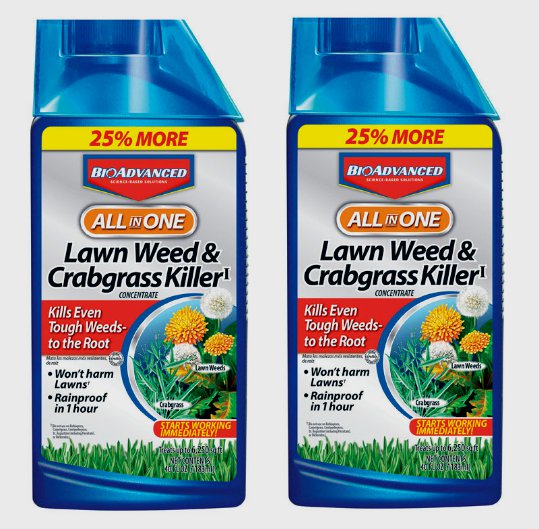 2 BioAdvanced LAWN WEED & CRABGRASS KILLER Concentrate Rainproof Grass 32 oz NEW