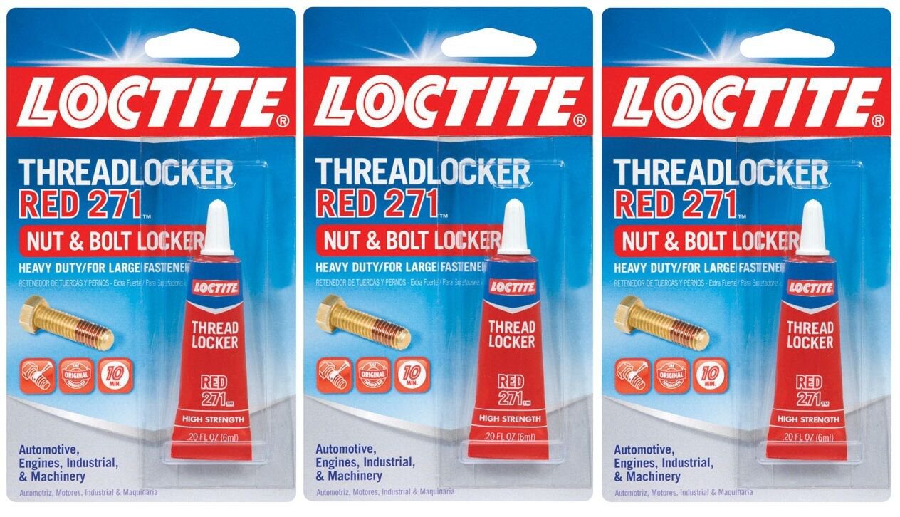 3 New 0.2oz LOCTITE Nut & Bolt Threadlocker Red 271 Permanent Gel