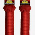 2 pk ~ SecureLine 50' RED Braided Nylon PARACORD Military Grade Compact 110 lb.