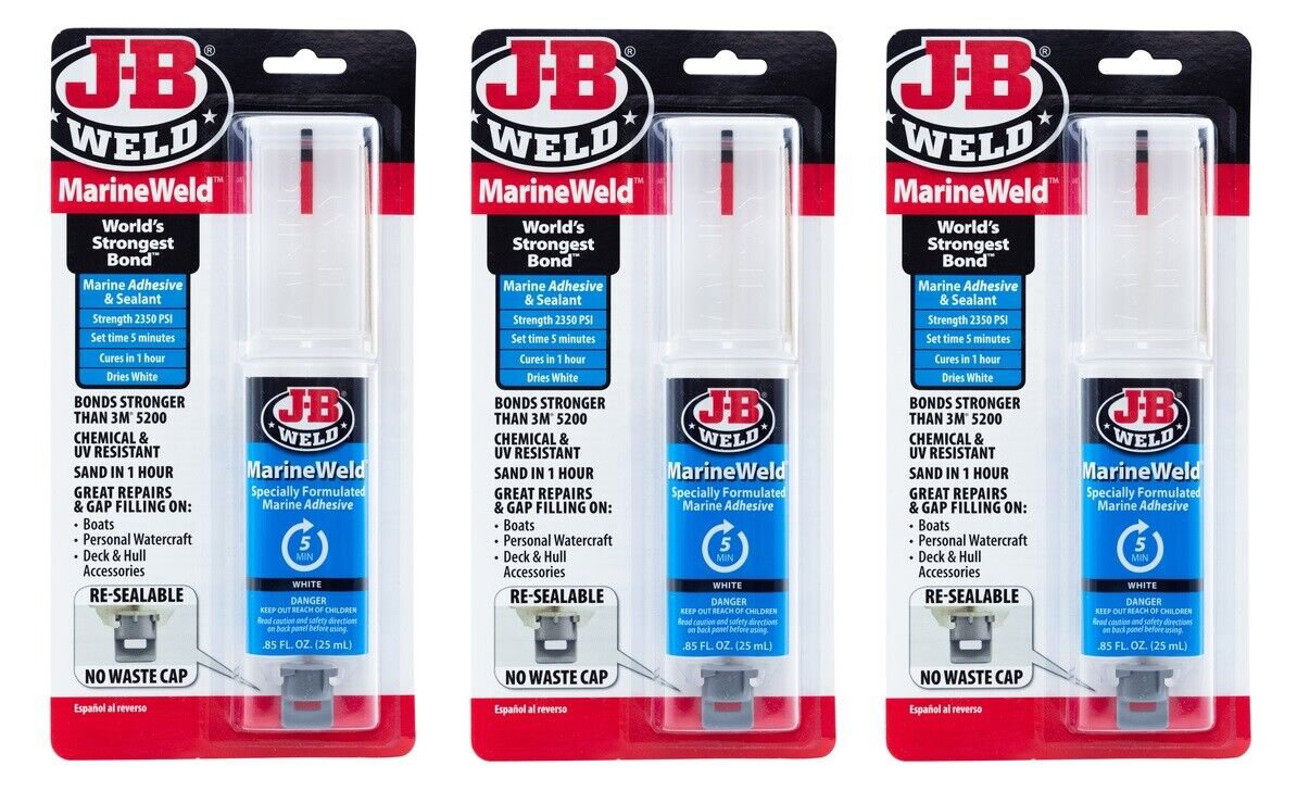 3 JB Weld 50172 Marine Weld Syringe Bonding Adhesive for Boats Watercraft & More