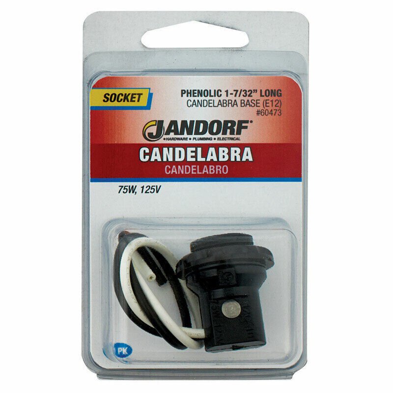 Jandorf Phenolic CANDELABRA Base SOCKET 125V Phenolic Ring 1 pk Black 60473 NEW