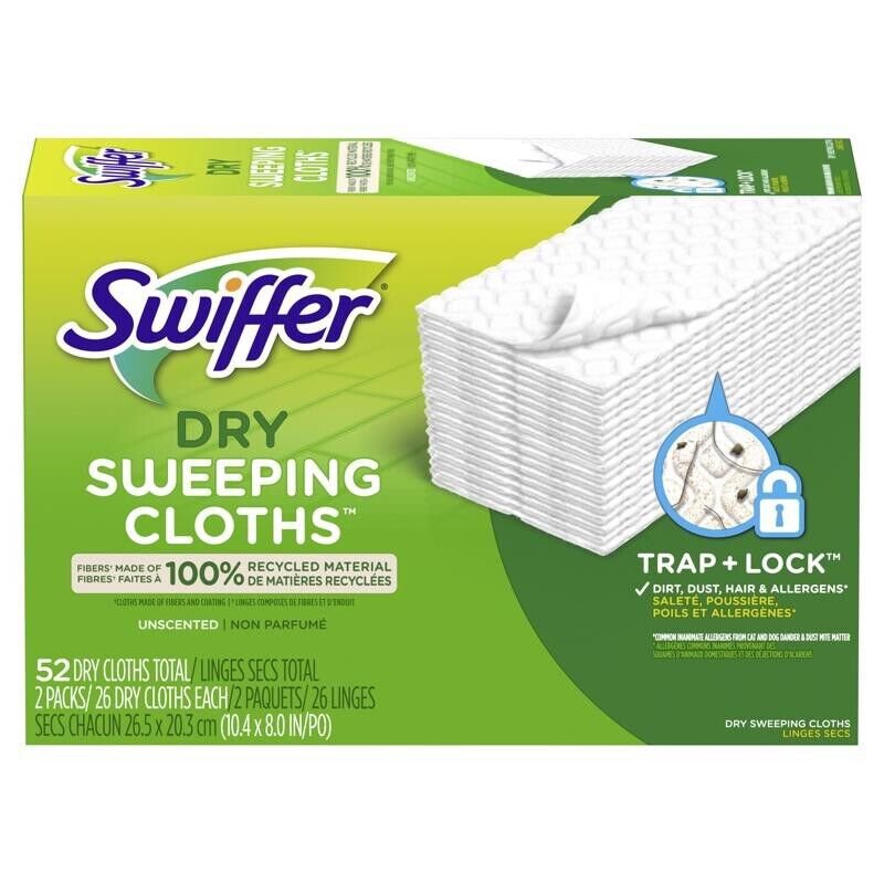 Swiffer Sweeper 5.4 in. Dry Sweeping Cloths Microfiber Dust Mop Refill