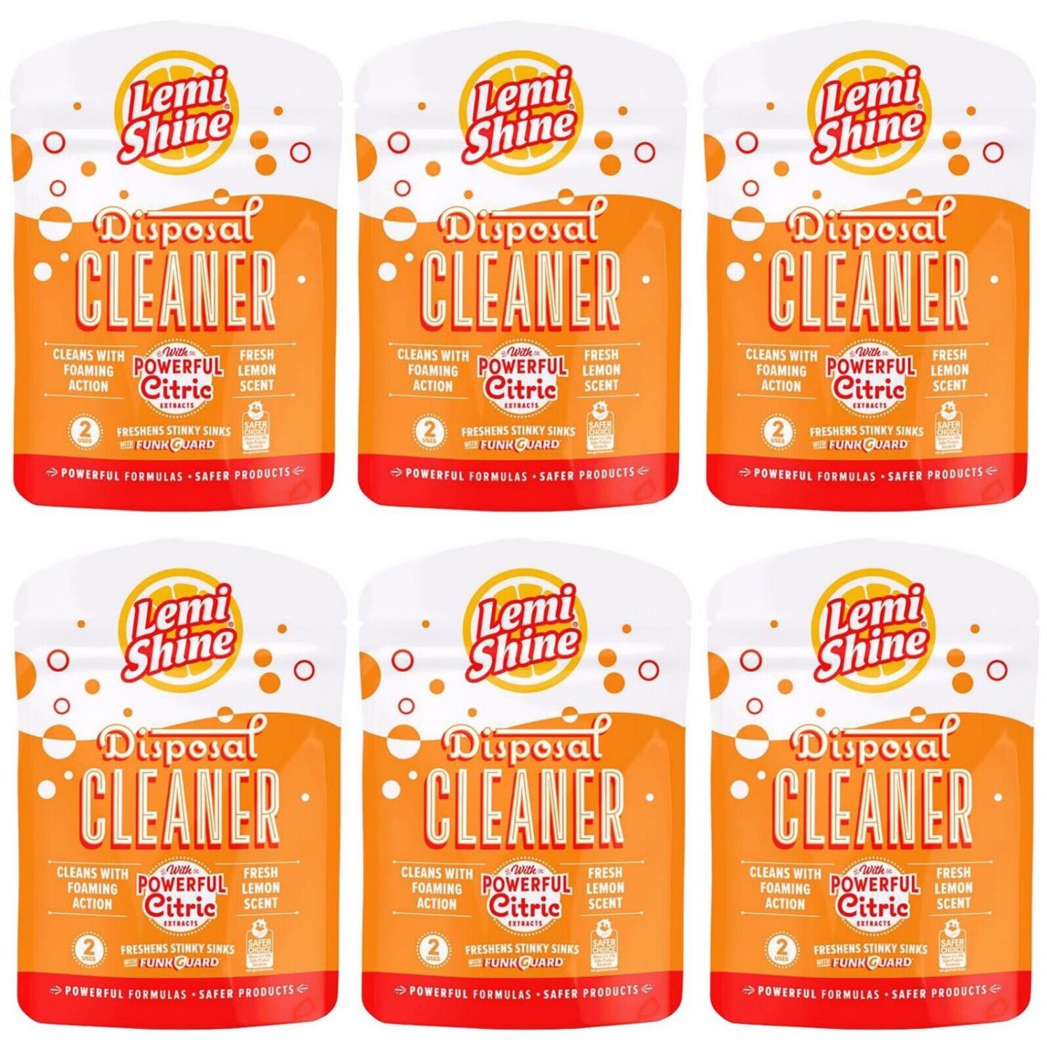 6 Lemi Shine Lemon Scent Foaming Garbage Disposal Cleaner 8.46 oz