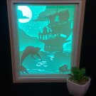 mermaid ariel inspired papercut shadow box, night light digital templet, svg, pdf, scut5   3