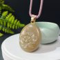 Honey Sugar Oval Nephrite Pendant Mildness Exquisite Old Mine Hand Carved Peony Jade Necklace Gift