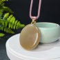Honey Sugar Oval Nephrite Pendant Mildness Exquisite Old Mine Hand Carved Peony Jade Necklace Gift