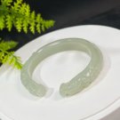 Natural Certificated Hand Carved Two Dragon Heads Yellow Hetian Nephrite Open Bangle 59MM Natural Certificated Hand Carved Two Dragon Heads Yellow Hetian Nephrite Open Bangle 59MM