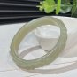 Natural Certified Hand Carved Plum Blossom Green Lake Floating Dandelion Hetian Nephrite Bangle 56MM
