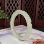 Natural Certified Hand Carved Ruyi Bat Green Lake Floating Dandelion Hetian Nephrite Bangle 52MM